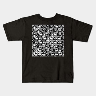 Black and White Seamless Pattern with Mosaic Motif Kids T-Shirt